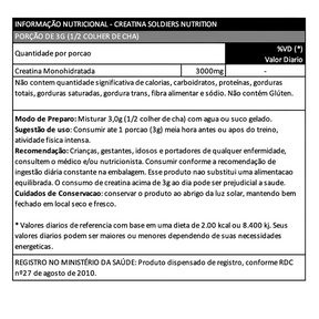 Creatina Soldiers Nutrition 500g - Pura e Micronizada